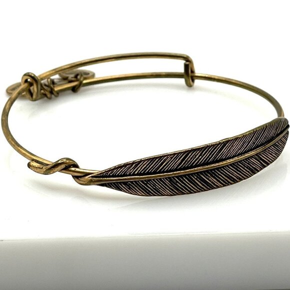 Alex and Ani Quill Feather Rafaelian Gold Finish Adjustable Bangle Bracelet - Picture 1 of 5